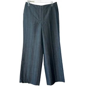 Talbots Trouser Pant Wool Blend Pinstripe Wide Leg Gray 10P Petite Office Career - Picture 1 of 13