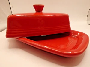 Fiesta HLC Fiestaware USA Red Scarlet Covered Butter Dish Ceramic - Picture 1 of 5