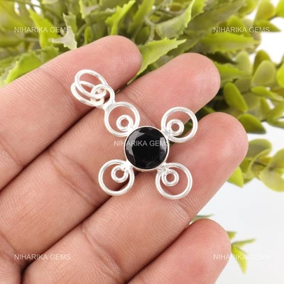 Natural Ónice Negro 925 Plata de Ley Artisan Aniversario Esposa Colgante Joyería - Imagen 1 de 4