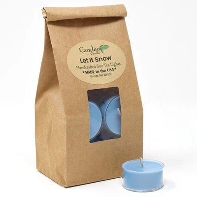 Winter Wonderland Короткие Свечи 12 Упаковок - Смесь Соевого Пчелиного Воска - Пусть идет Снег,... - Изображение 1 из 4