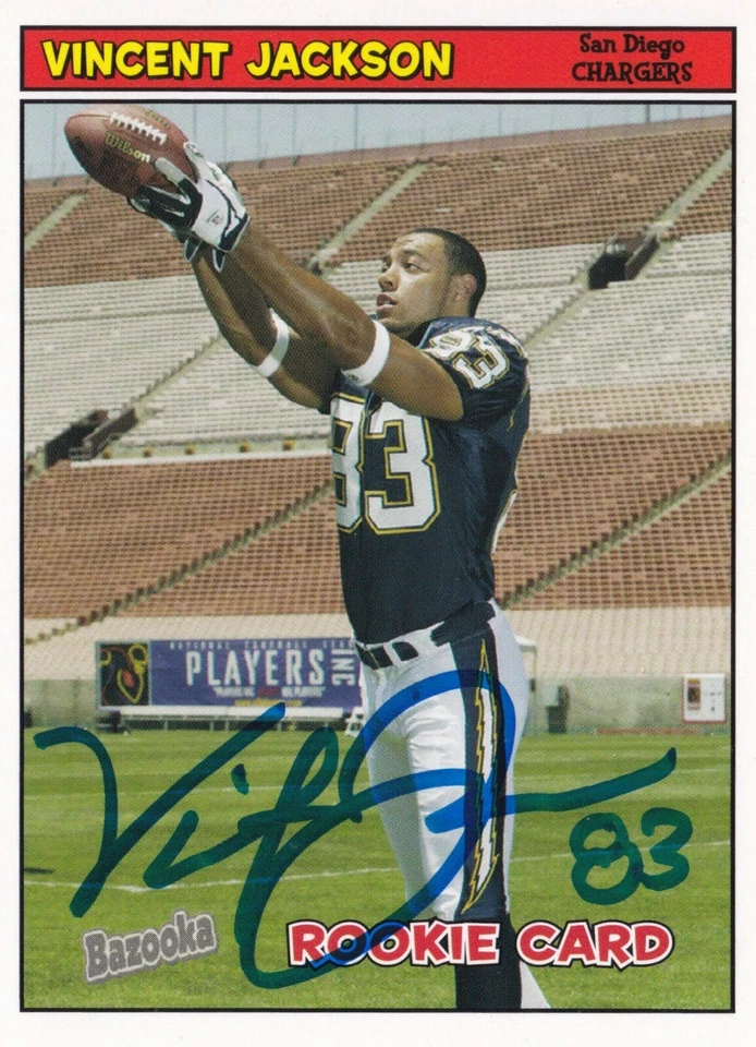 Tarjeta de novato firmada por Vincent Jackson 2005 Topps Bazooka #179 certificado de autenticidad PSA/DNA RC automática Foto 1 de 4