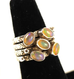 Sterling Silver Ring Ethiopian Opal Gemstone Handcrafted Size 6.5 - Picture 1 of 8