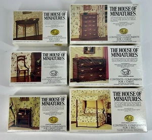 House of Miniatures Dollhouse Furniture Bed Chest Drawers Tables Chairs 6 Lot - Picture 1 of 13