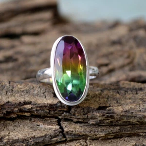 Gorgeous Multi Tourmaline Quartz 925 Sterling Silver Artisan Handmade Gift Ring - Picture 1 of 5