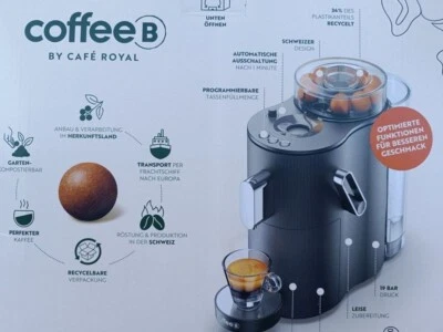 CAFE ROYAL Café Royal Coffee B Globe Schwarz Kaffeemaschine 19bar Kapselmaschine 1450W