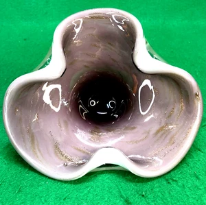 Murano Bowl Purple Cased White With Copper Flakes Vintage MCM - Picture 1 of 21