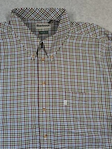 Barbour Men Shirt XXL Gingham Plaid Comfort Fit Long Sleeve Button Down Cotton - Picture 1 of 17