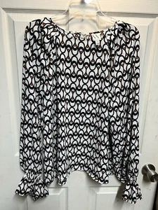 Blusa Worthington | Talla XXL | Volantes en la muñeca | Marfil, Negro, Marrón - Imagen 1 de 3