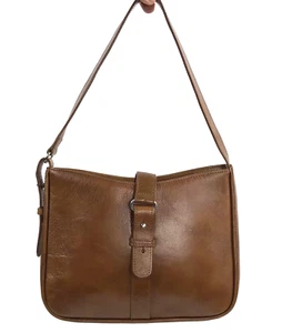 Brooks Brothers Brown Leather Shoulder Bag Buckle Classic Office Magnetic Closur - Picture 1 of 15