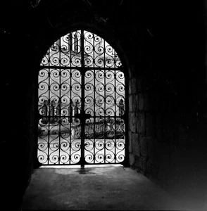 Grille portail porte fer forgé ombre & lumière photo ancienne  1960 - Foto 1 di 1