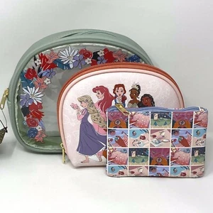 NWT Disney Princesses Floral 3pc Makeup Pen Pencil Travel Anything Bag Set - Picture 1 of 12