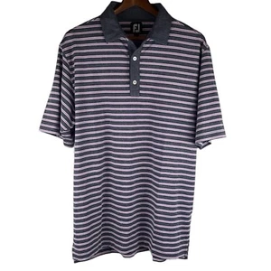 FootJoy FJ Polo Shirt Mens L Large Striped Short Sleeve Golf Performance Gray - Picture 1 of 11