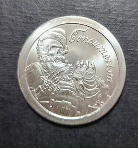Silver Shield Consumerism 2013 1 oz plata .999 BU Santa Slave Art redondo - Imagen 1 de 2