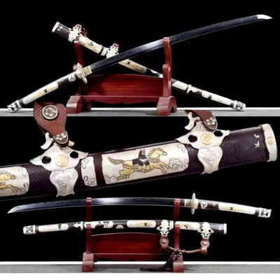 Brass Saya TaChi Battle Ready Sword Clay Tempered T10Steel Katana Japanese Saber - Image 1 of 4