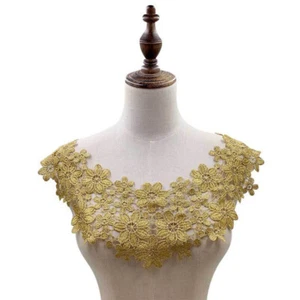 Flower Applique Lace Collar Edge Embroidered Neckline Sewing Patch Fabric DIY - Picture 1 of 38