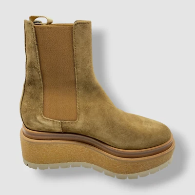 $1095 Pierre Hardy Mujer Marrón Yoko Cuero Plataforma Chelsea Bota Zapatos 39.5 Foto 1 de 4