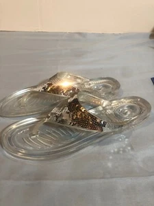Sandalias chanclas para mujer 9 plateadas metálicas brillantes de jalea transparente - Imagen 1 de 6