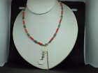 Lord Taylor Sterling Coral Carved Bead Necklace Choker 18" New Tag $50.00 W/Box