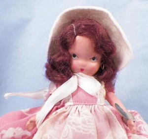 Nancy Ann Storybook Doll Mary Had A Little Lamb #152 Bisque 5.5in Brown Wig VTG - Picture 1 of 7