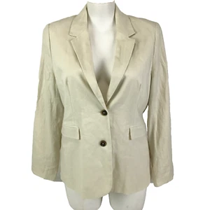 Jeanswest Blazer Cream Size 16 2 Button Linen Blend Lined Business Casual - Picture 1 of 13