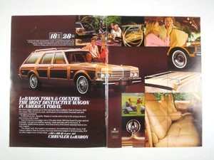 Vintage 1979 Chrysler LeBaron Town Country Wagon Print Ad 2 Page Wood Paneling - Picture 1 of 2