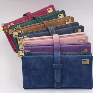 Women's Long Wallet Clutch RFID Leather Purse Credit Card Holder Phone Handbag - Picture 1 of 19