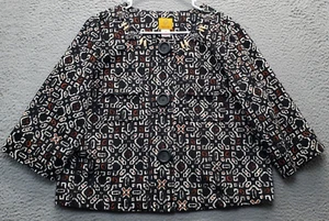 Ruby Rd. Blazer Jacket Womens 14 Multi Cotton Chest Pockets Stretch Button Front - Picture 1 of 10