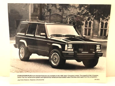 1990 JEEP CHEROKEE LIMITED 8 X 10 GLOSSY PHOTO BLACK AND WHITE PROMO PHOTO Foto 1 de 2