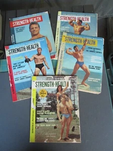 Vtg 5 Issues of 1961 STRENGTH & HEALTH Muscle Magazine, Body Builder Pics   I ra - Foto 1 di 12