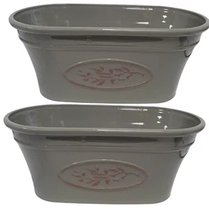 Grey Olive Trough Planter 38cm Rectangular Plastic Garden Flower Pot 5.4L Lightw - Picture 1 of 13