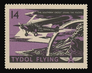 TYDOL FLYING "A" POSTER STAMPS OF 1940 - #14, "THE SOUTHERN CROSS" SPANS PACIFIC - Bild 1 von 2