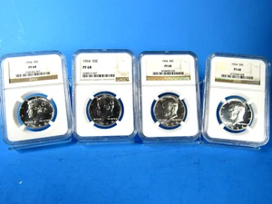 1964 P , 4-Coin Lot, Silver Kennedy Half Dollars, NGC Proof 68 - Picture 1 of 19
