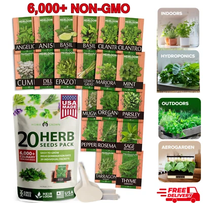 20 Culinary & Medicinal Herbs - 6000+ Heirloom, Open-Pollinated, Non GMO Seeds - Image 1 of 4