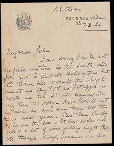 1924 INDIA Commander-in-Chief. Sir Henry Rawlinson 2nd Bart. S.s. CHINA, at ADEN - Picture 1 of 2