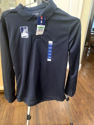 Boys Izod Long Sleeve Navy Shirt Size L 14/16 Smoke and Pet Free Home Foto 1 de 2