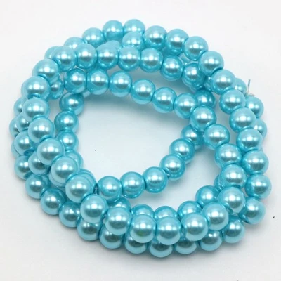 100 Pcs Glass Faux Pearl Smooth Round Beads 8mm (0.32") Jewelry Making - Image 1 of 4