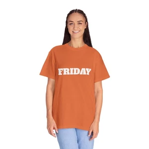 FRIDAY Retro Collegiate Style Unisex T-shirt | Weekday Block Tee, Comfort Color - Picture 1 of 131