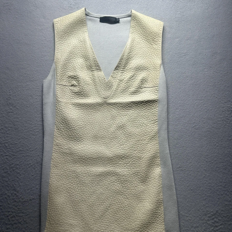 Calvin Klein Collection Dress Womens XS Italian Leather Cashmere Sheath Designer - Image 1 of 4