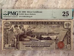 1896 $1 Educational Silver Certificate Fr#225 Certified PMG25 (no comments) - Picture 1 of 12
