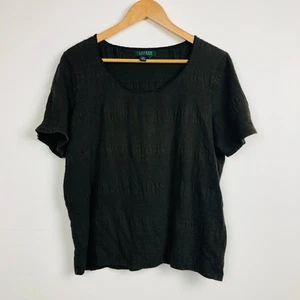 Lauren Ralph Lauren Women's Fitted Short Sleeve Tee Scoop Neck Brown Size 1X - Picture 1 of 4