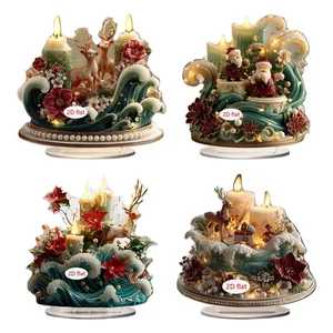 2D Christmas Plague Acrylic Ornament Crafts Gifts Collection Decoration for - Picture 1 of 29