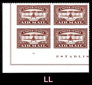 US 5282 Centennial Air Mail Red F plate block 4 LL MNH 2018 - Picture 1 of 1