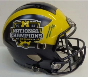 J.J. McCarthy Autographed 2023 Michigan National Champions Replica Helmet - Picture 1 of 1