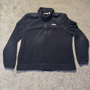 Vineyard Vines Men’s Fleece 1/4 Zip Pullover XL Navy Blue Preppy Pink Whale Warm - Picture 1 of 10