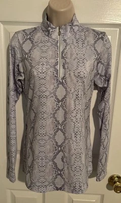 SOFIBELLA 1/4 Zip Snake Print Long Sleeve Mock Golf Tennis Shirt UPF 50 Size XS - Image 1 of 4