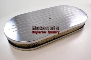 19" Polish Aluminum Ball-Mill Dual Air Cleaner HotRod SBC BBC GM 350 Chevy Ford - Picture 1 of 2