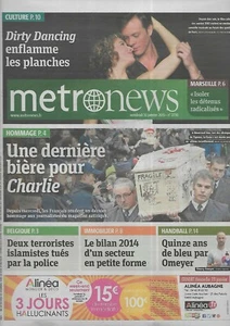 METRO NEWS n°2730 16/01/2015 Une dernière bière pour Charlie/ Sectes et djihad - Foto 1 di 1