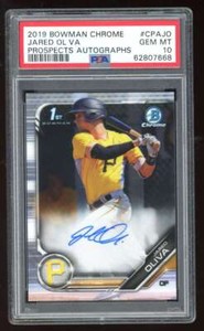 2019 Bowman Chrome Auto Jared Oliva #CPA-JO 1st Bowman Rookie RC PSA 10
