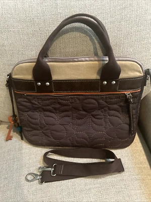 FOSSIL Key-Per Acolchado Marrón Nylon Maletín Estuche para Laptop Bolso de Hombro Excelente Foto 1 de 4