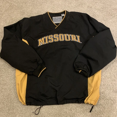 Missouri Tigers NCAA Mens black Yellow Long Sleeve Pullover Jacket Size Large Cover